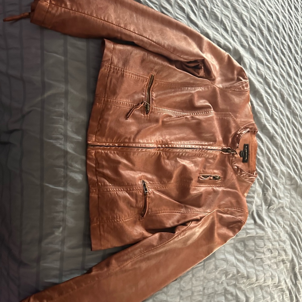 Zara Tan Leather Jacket for Women